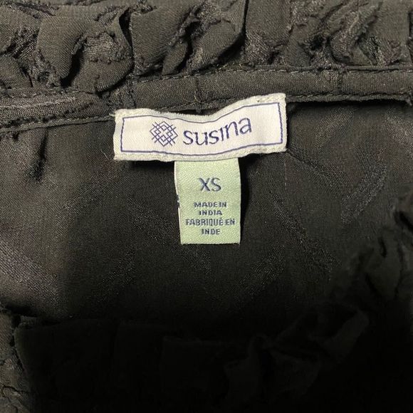 NWT Susina Black Textured Chiffon Dress - Picture 5 of 7